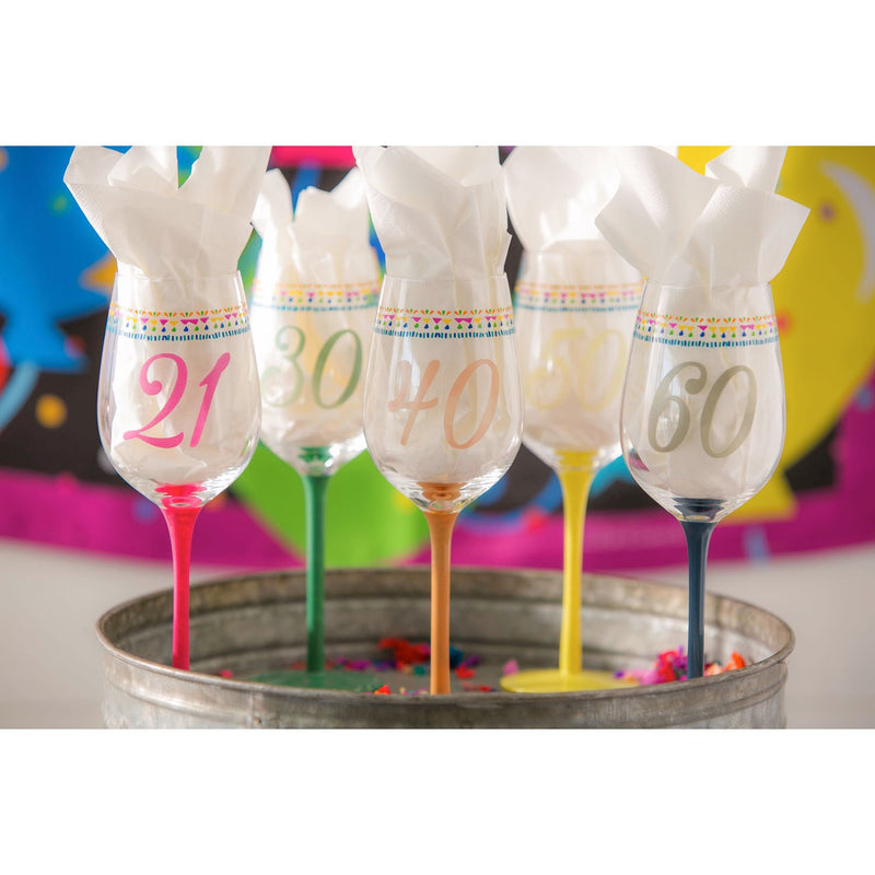 Color Changing Wine Glass, 12 OZ, Birthday Confetti 60th,3ccwg7369e