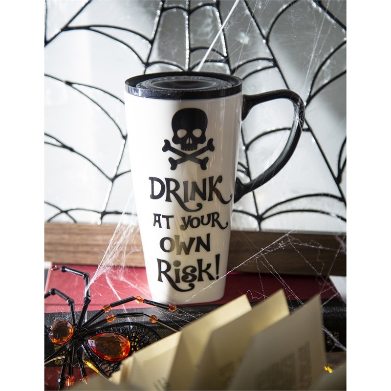 Ceramic FLOMO 360 Travel Cup, 17 oz., Drink At Your Own Risk!,3clc96101
