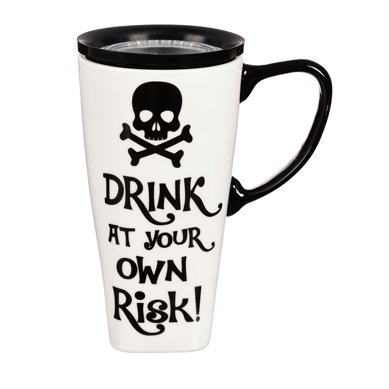 Ceramic FLOMO 360 Travel Cup, 17 oz., Drink At Your Own Risk!,3clc96101