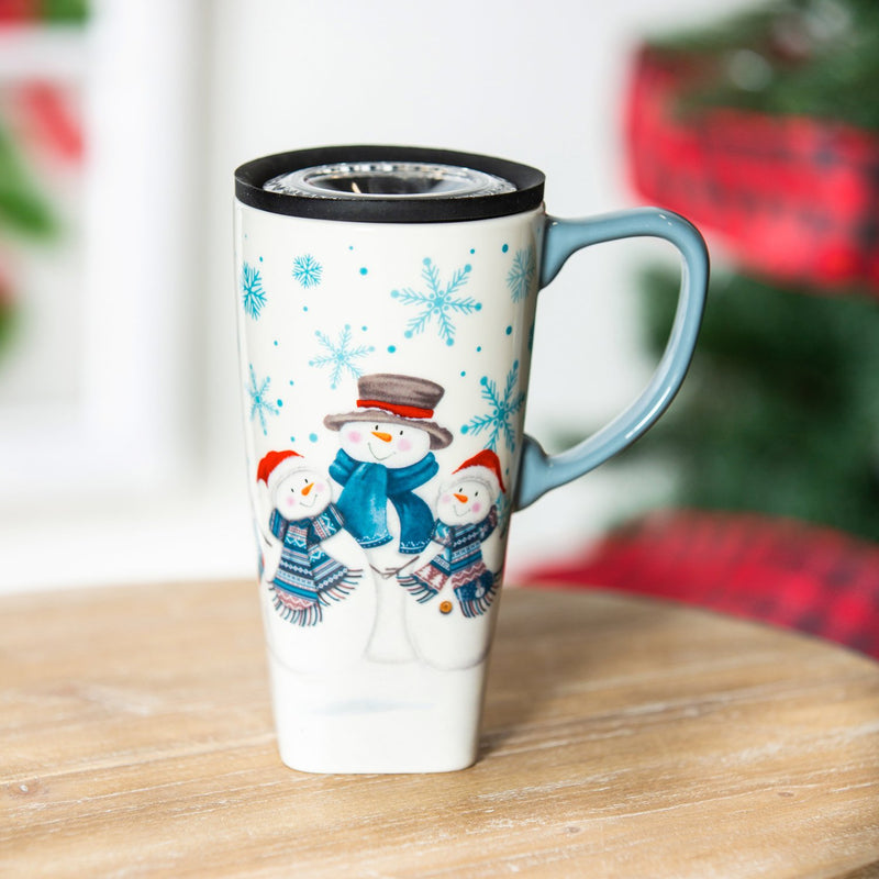 Ceramic FLOMO 360 Travel Cup, 17 oz., Snowman Family,3clc96113