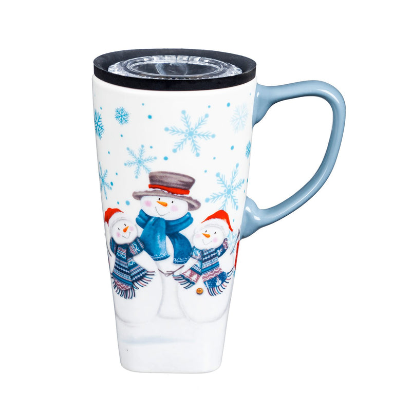 Ceramic FLOMO 360 Travel Cup, 17 oz., Snowman Family,3clc96113