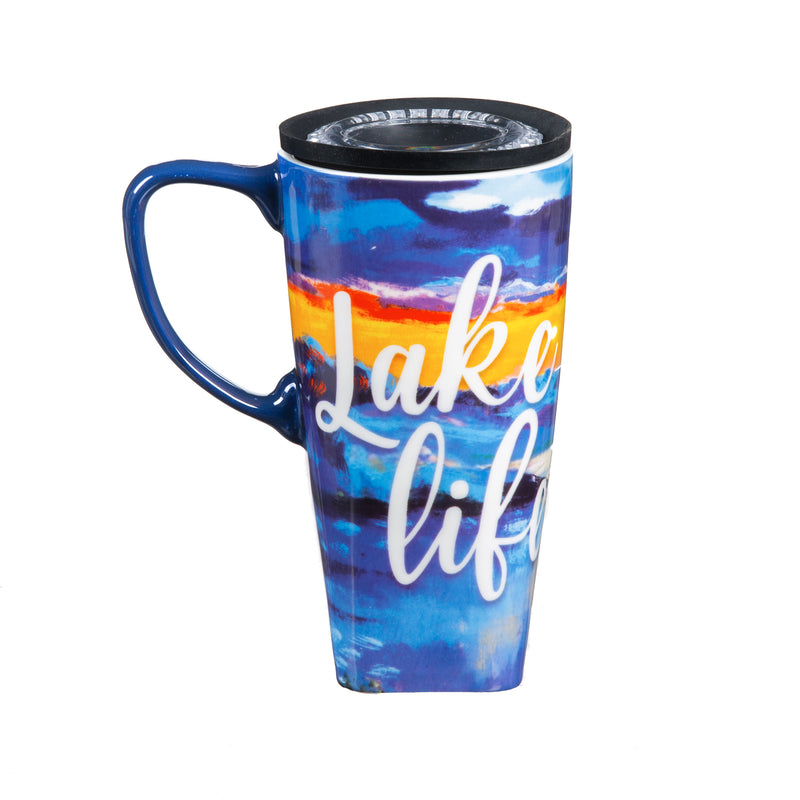 Ceramic FLOMO 360 Travel Cup, 17 oz., Lake Life,3clc96124