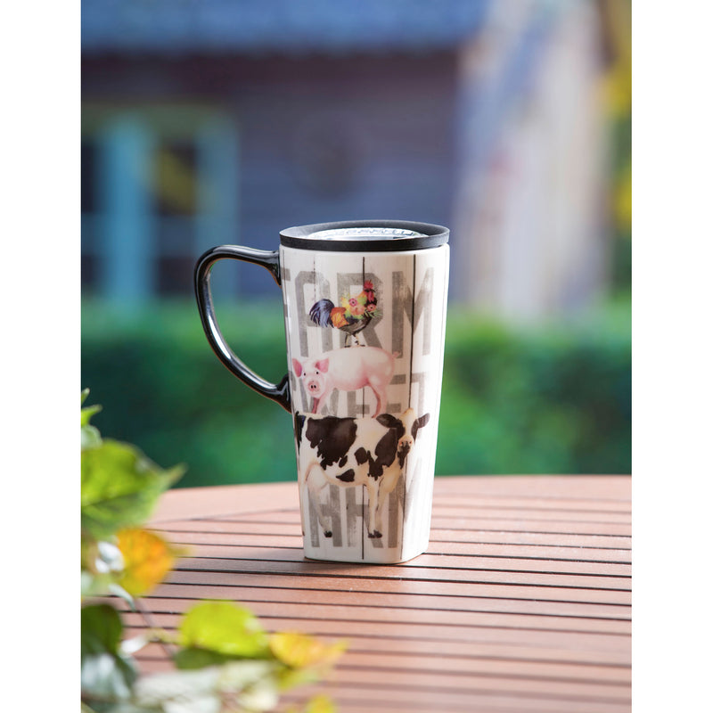 Ceramic FLOMO 360 Travel Cup, 17 oz., Farm Animal Stack,3clc96127