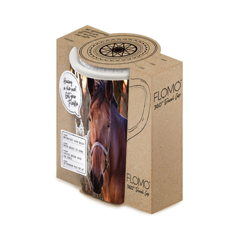 Cypress Home Beautiful Horse with Reeds Ceramic Travel Cup - 5 x 6 x 4 Inches Homegoods and Accessories for Every Space