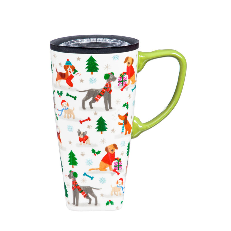 Ceramic FLOMO 360 Travel Cup, 17 oz., Winter Dogs,3clc967886