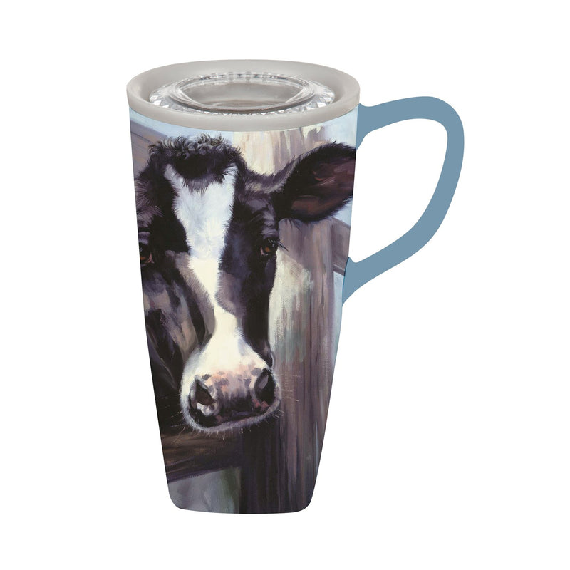 Ceramic FLOMO 360 Travel Cup,  17 OZ,   Farmhouse Cow,3clc977851