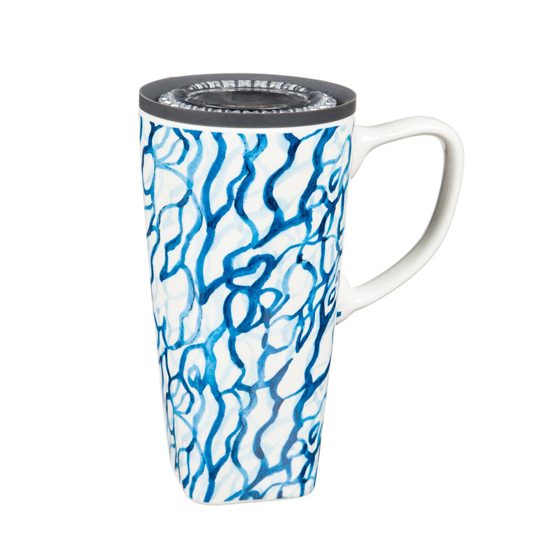 Ceramic FLOMO 360 Travel Cup, 17 oz., Blue Crab & Shells,3clc977930