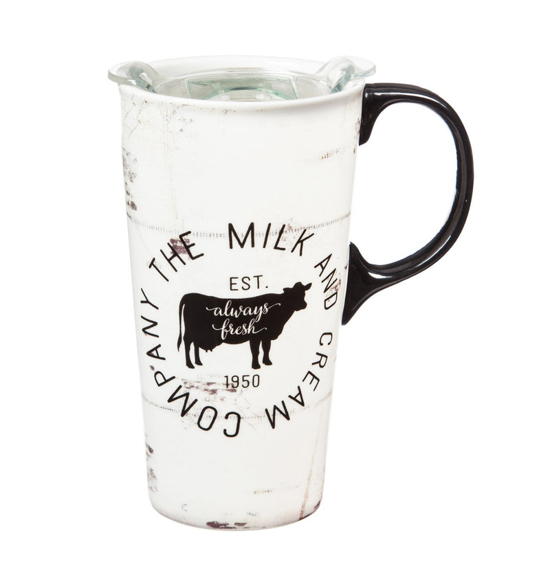 Ceramic Travel Cup, 17 OZ. ,w/box and Tritan Lid, The Milk and Cream Company,3ctc007039