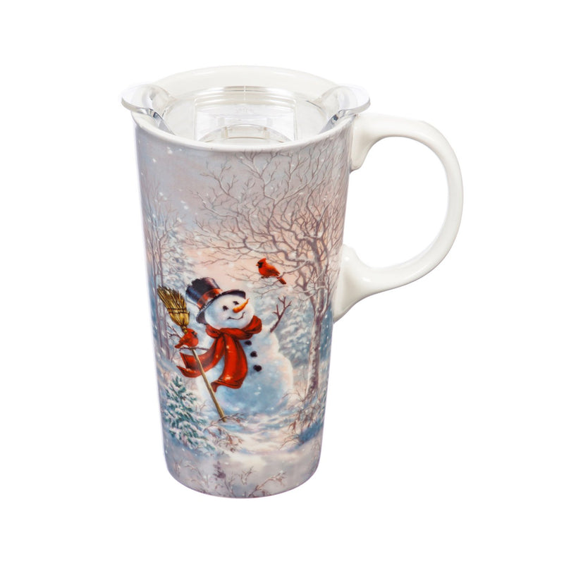 Ceramic Travel Cup, 17 OZ. ,w/box and Tritan Lid, Frosty Forest Friends,3ctc007177