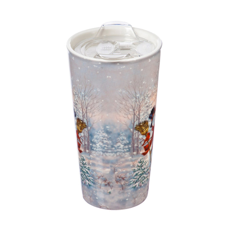 Ceramic Travel Cup, 17 OZ. ,w/box and Tritan Lid, Frosty Forest Friends,3ctc007177