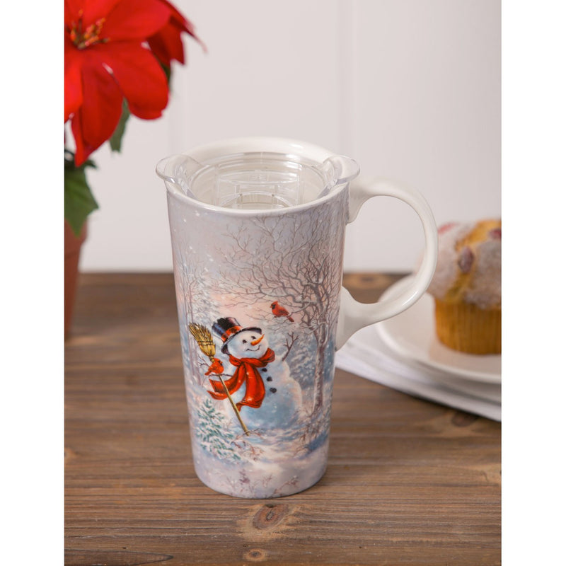 Ceramic Travel Cup, 17 OZ. ,w/box and Tritan Lid, Frosty Forest Friends,3ctc007177