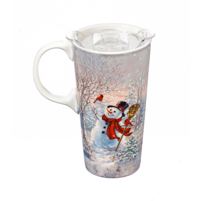 Ceramic Travel Cup, 17 OZ. ,w/box and Tritan Lid, Frosty Forest Friends,3ctc007177