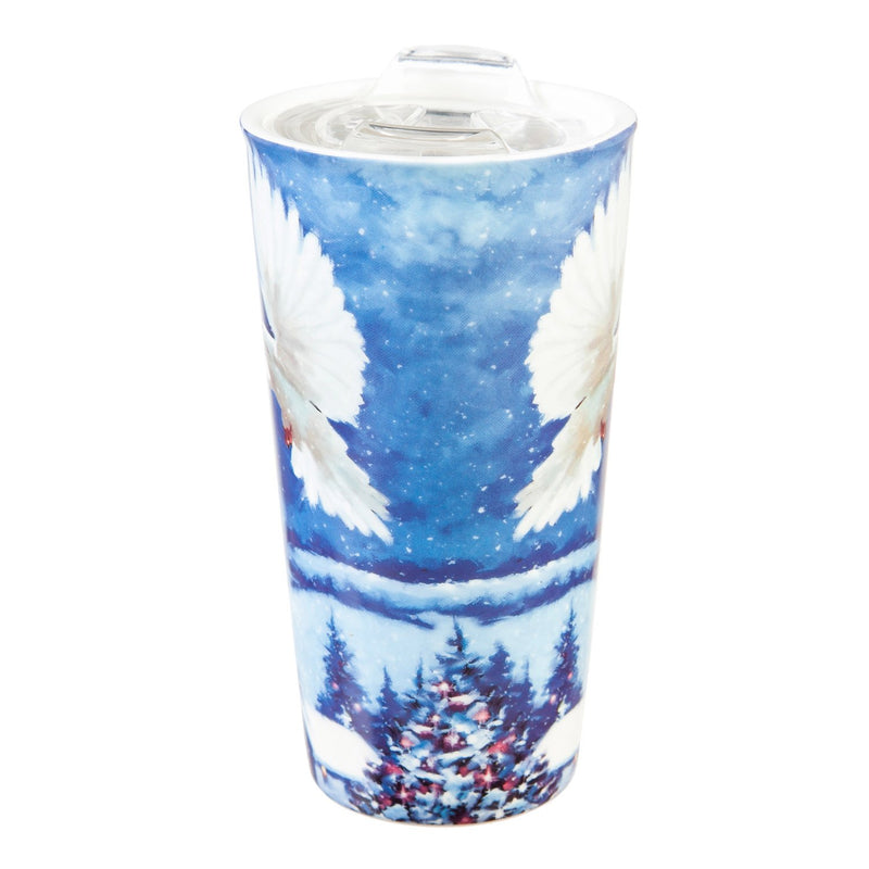 Ceramic Travel Cup, 17 OZ. ,w/box and Tritan Lid, Dove of Peace,3ctc007193