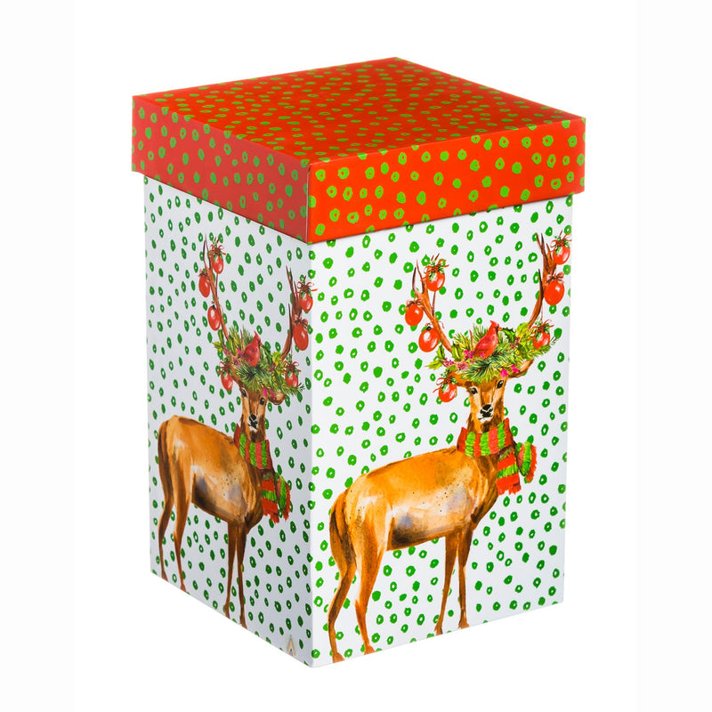 Ceramic Travel Cup, 17 OZ. ,w/box and Tritan Lid, Festive Deer,3ctc007317