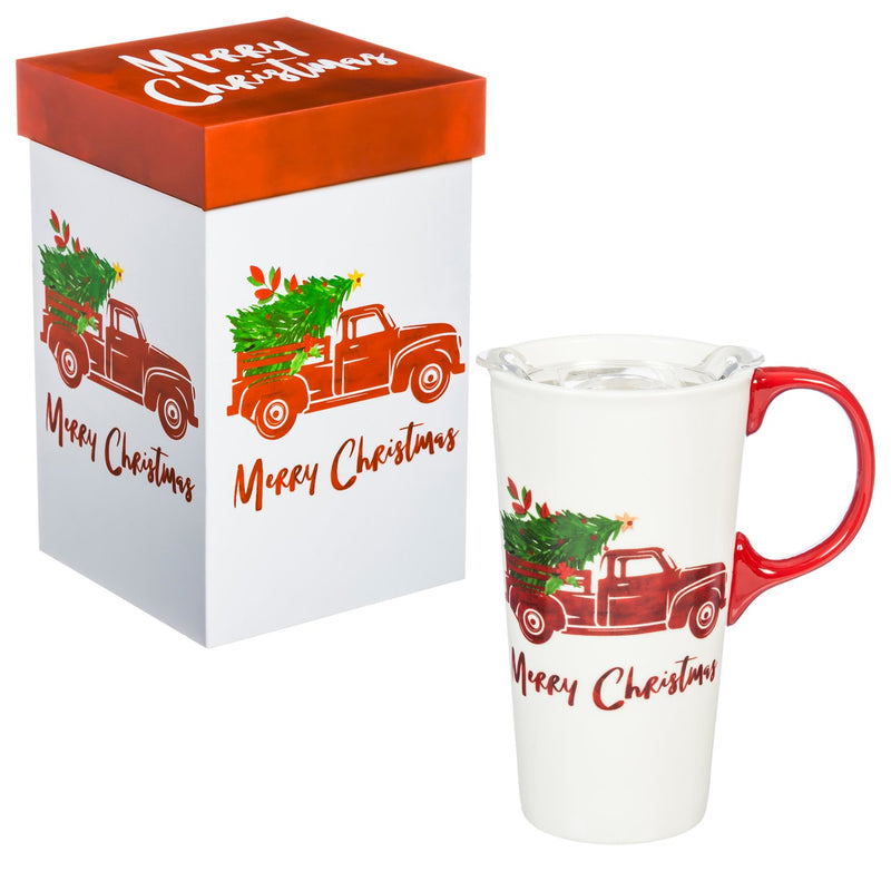 Ceramic Travel Cup, 17 OZ. ,w/box and Tritan Lid, Holiday Destination,3ctc007319