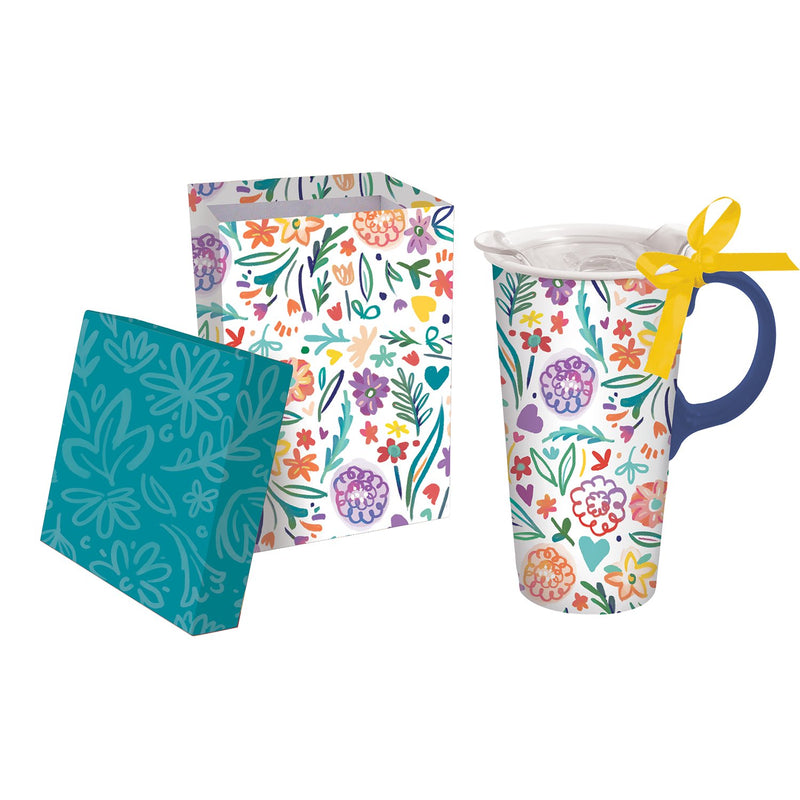 Ceramic Travel Cup with Tritan Lid and Gift Ribbon, 17 oz., Hope & Kindness,3ctc007908