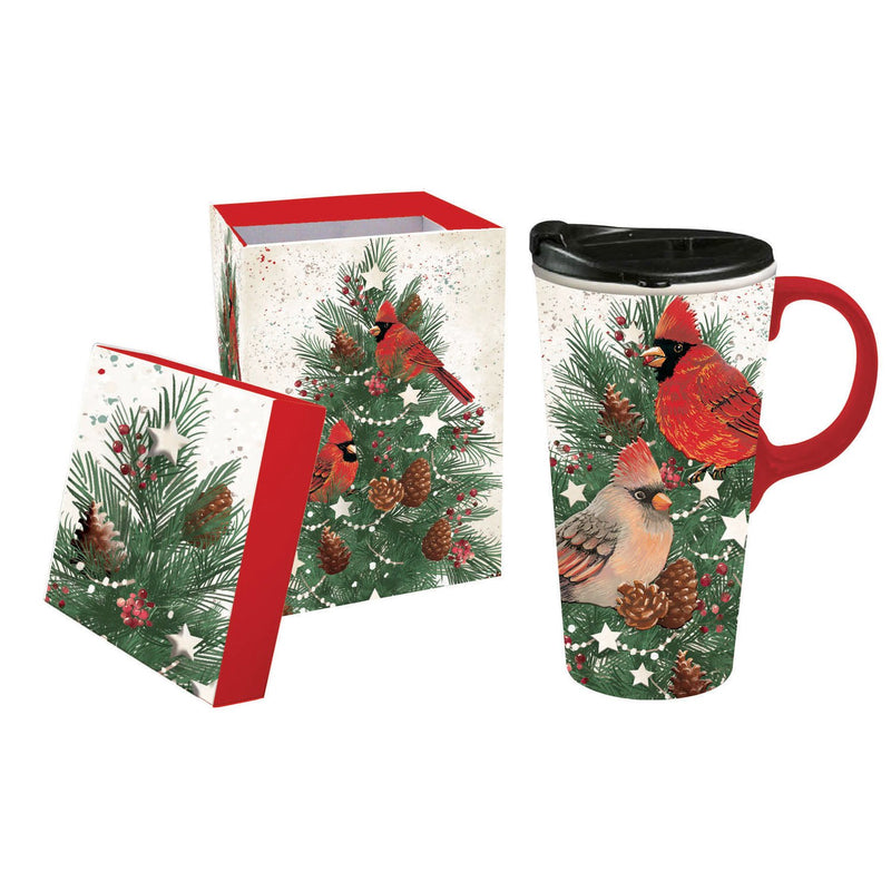 Ceramic Travel Cup, 17 OZ. ,w/box, Melody in Trees,3ctc01008