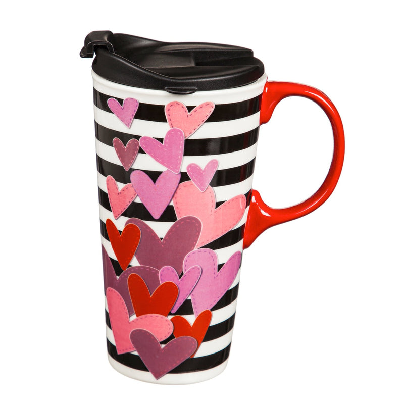 Ceramic Travel Cup, 17 OZ. ,w/box, Valentines,3ctc01104