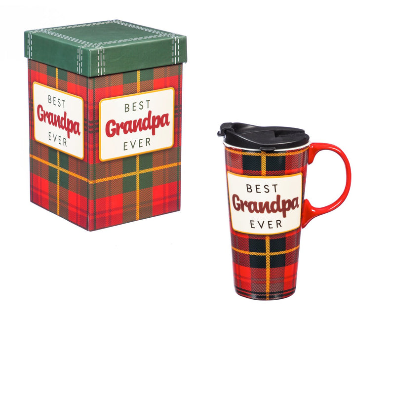 Ceramic Travel Cup, 17 OZ w/Box, Best Grandpa Ever,3ctc016740d