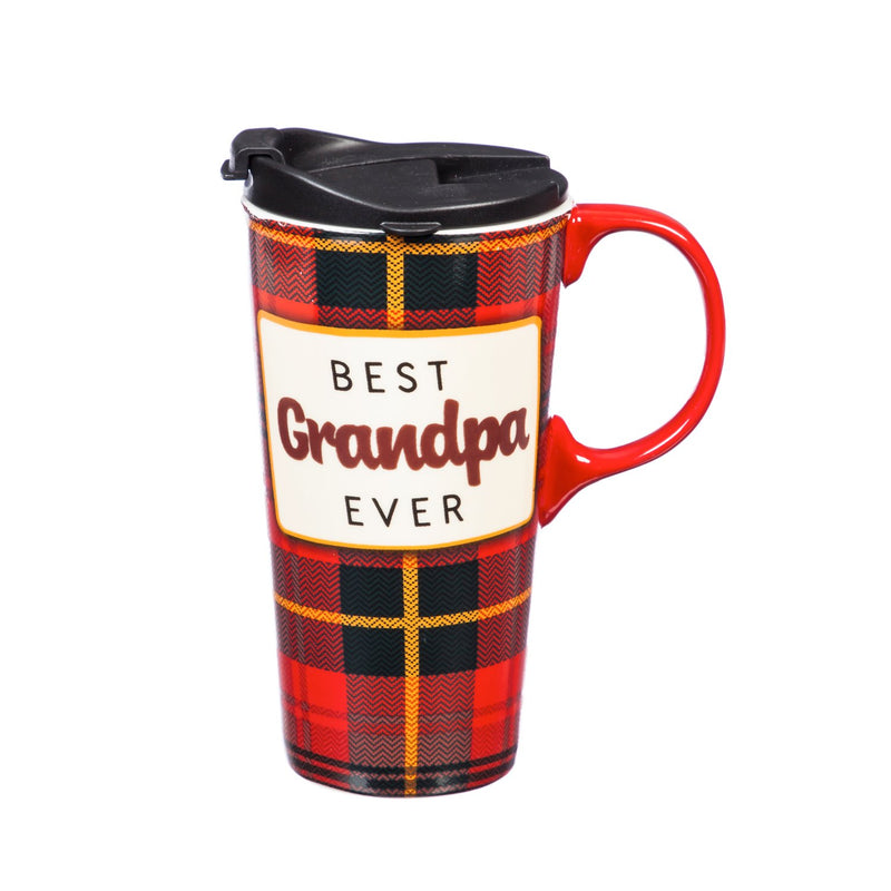 Ceramic Travel Cup, 17 OZ w/Box, Best Grandpa Ever,3ctc016740d