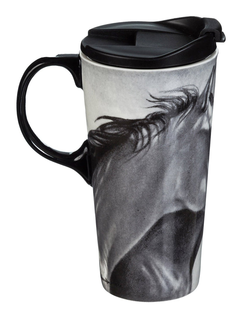 Ceramic Travel Cup w/box, 17 OZ., Wild Horses,3ctc016882