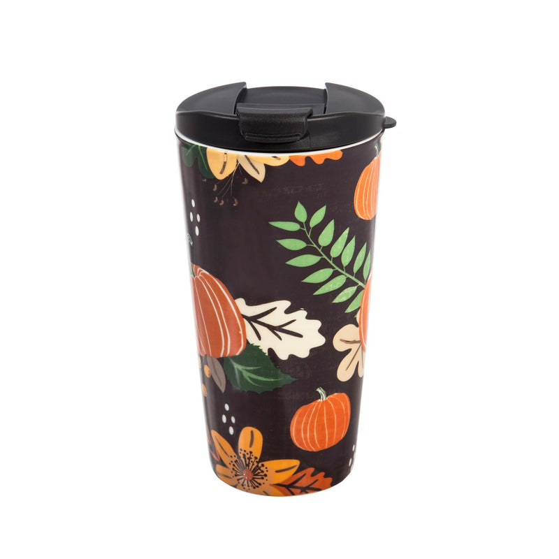 Ceramic Travel Cup, 17 OZ. ,w/box, Pumpkin Festival,3ctc017183