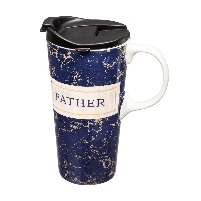 Ceramic Travel Cup w/box, mini ornament, and Triton Lid, 17 OZ., Best Father Ever,3ctc017224a