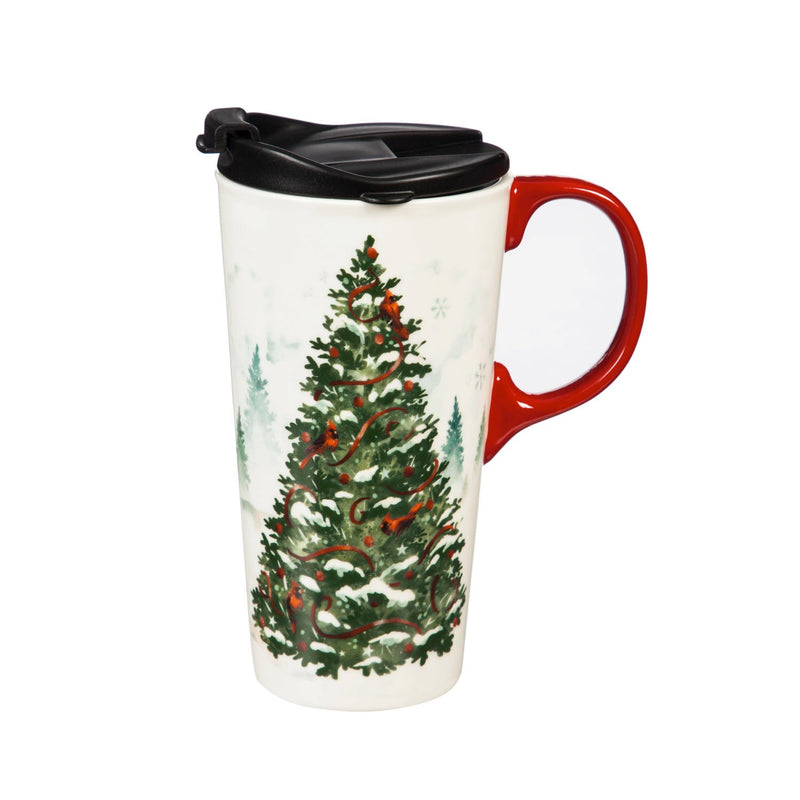 Ceramic Travel Cup, 17 OZ. ,w/box, Christmas Heritage,3ctc017728