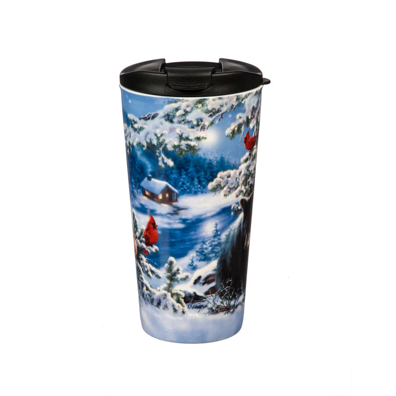 Ceramic Travel Cup, 17 OZ. ,w/box, Merry Little Christmas Bear,3ctc017790