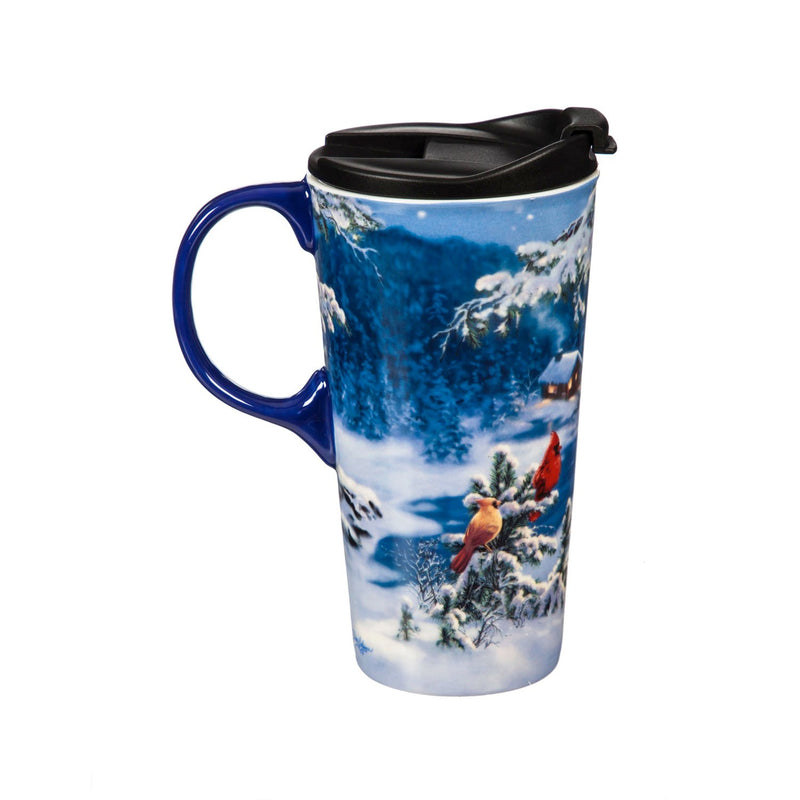 Ceramic Travel Cup, 17 OZ. ,w/box, Merry Little Christmas Bear,3ctc017790