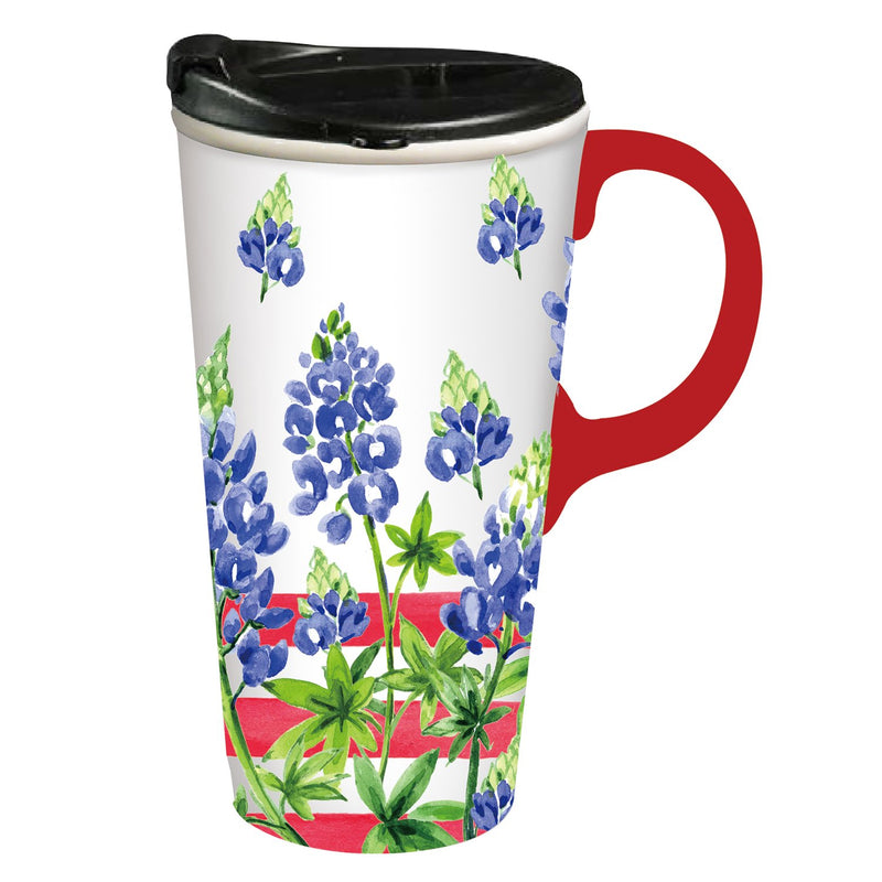 Cypress Home Beautiful Americana Garden Ceramic Travel Cup - 4 x 5 x 7 Inches Homegoods and Accessories for Every Space