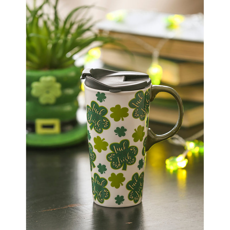 Ceramic Travel Cup, 17 OZ. ,w/box, Irish Kiss,3ctc017834