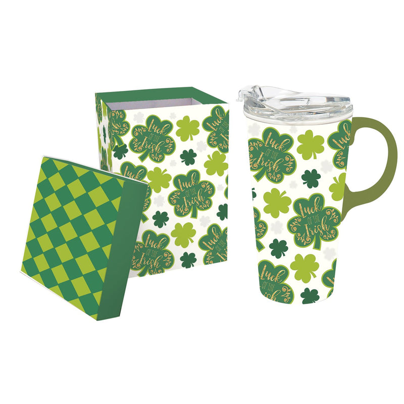 Ceramic Travel Cup, 17 OZ. ,w/box, Irish Kiss,3ctc017834