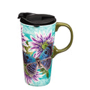 Ceramic Travel Cup, 17 oz., w/box, Butterfly Welcome,3ctc017877f