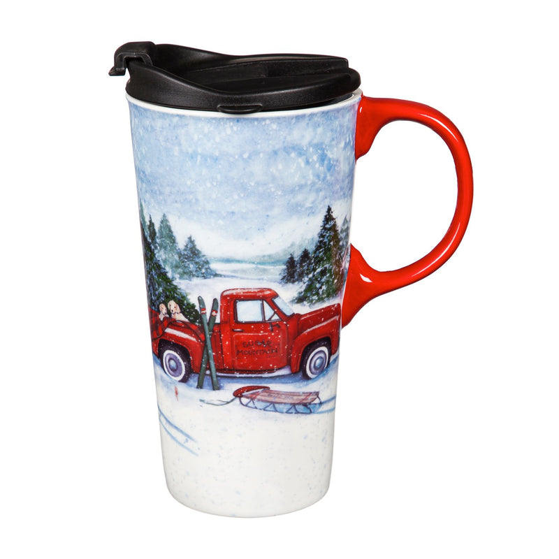 Ceramic Travel Cup, 17 OZ. ,w/box, Truck and Sled,3ctc017891