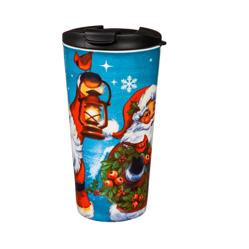 Ceramic Travel Cup, 17 OZ. ,w/box, Santa Clause is coming to town,3ctc017899