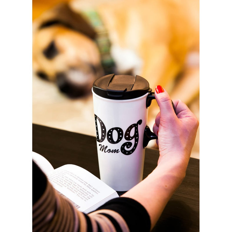 Ceramic Travel Cup w/Box, 17 oz., Dog Mom,3ctc037