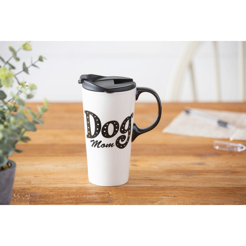 Ceramic Travel Cup w/Box, 17 oz., Dog Mom,3ctc037