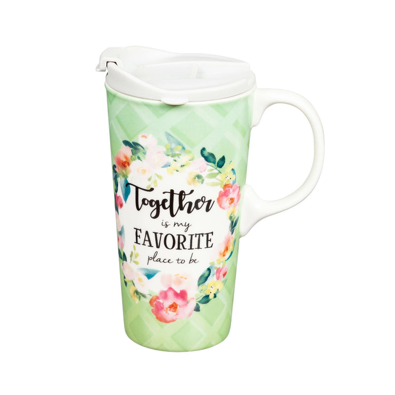 Ceramic Travel Cup, 17 Oz., w/ box, Together is My Favorite Place to Be,3ctc04011