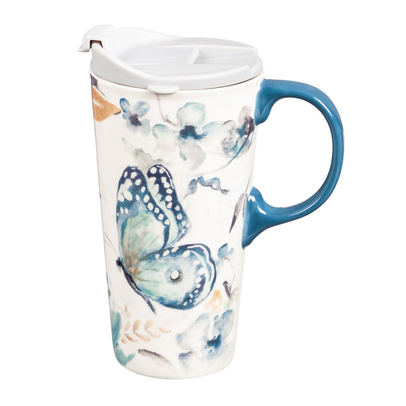 Ceramic Travel Cup, 17 oz., w/box, Butterfly Beauty,3ctc047882k