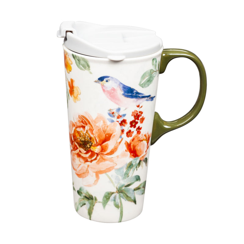 Ceramic Travel Cup, 17 oz., w/box, Garden Party,3ctc047902