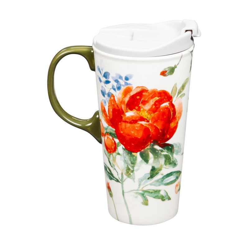 Ceramic Travel Cup, 17 oz., w/box, Garden Party,3ctc047902