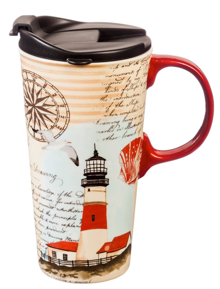 Ceramic Travel Cup, 17 oz., Northeast Lighthouse,3ctc147