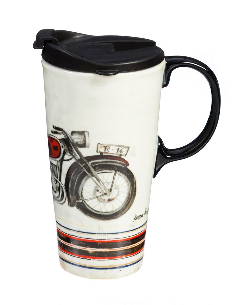 Cypress Home Beautiful Classic Motorcycle Ceramic Perfect Cup - 4 x 5 x 7 Inches Indoor/Outdoor home goods For Kitchens, Parties and Homes