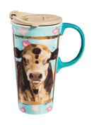 Ceramic Travel Cup w/ metallic accents, 17 OZ, Myrtle,3ctc5433