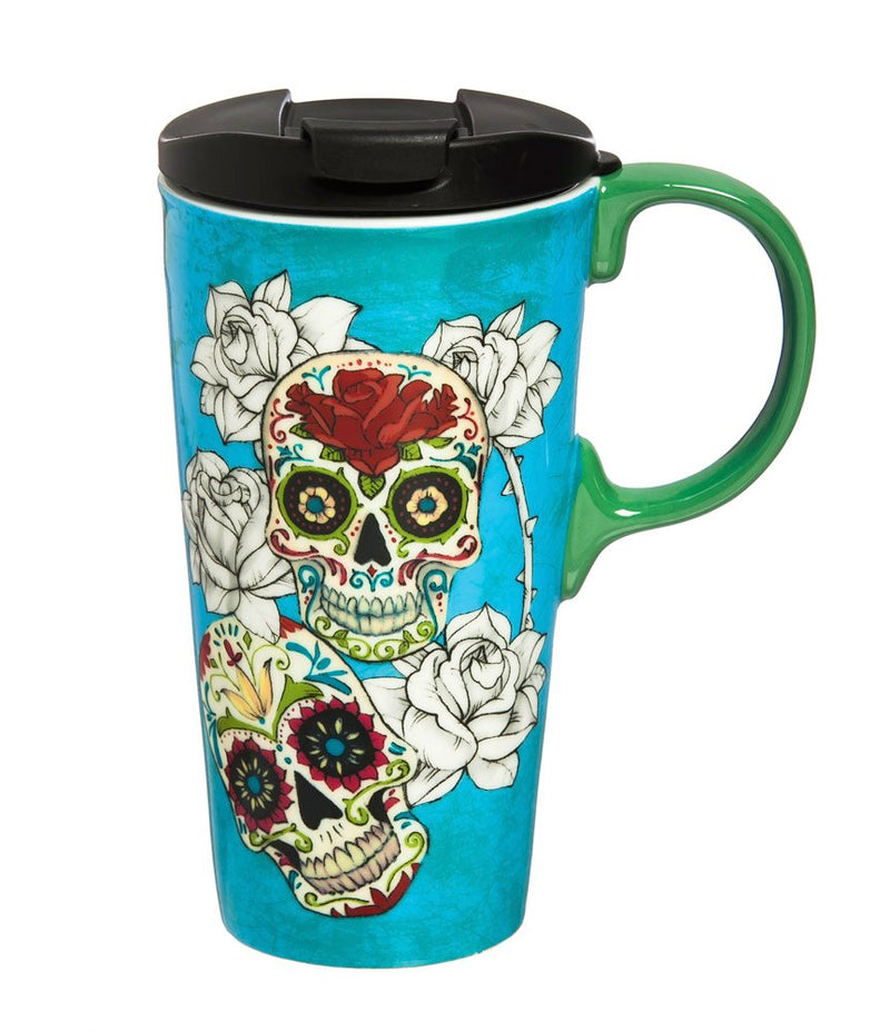 Cypress Home Beautiful Day of the Dead Ceramic Perfect Cup - 4 x 5 x 7 Inches Indoor/Outdoor home goods For Kitchens, Parties and Homes
