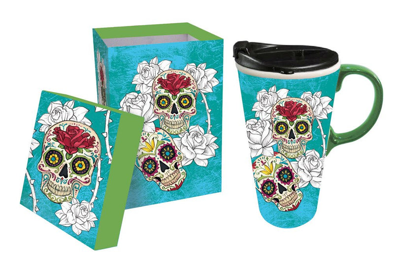 Cypress Home Beautiful Day of the Dead Ceramic Perfect Cup - 4 x 5 x 7 Inches Indoor/Outdoor home goods For Kitchens, Parties and Homes