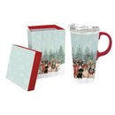 Ceramic Travel Cup, 17 OZ. ,w/box and Tritan Lid, Royal Pups Holiday,3ctc94t7737