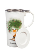 Ceramic Travel Cup w/ Infuser & Lid, w/box, 17 OZ., Be Joyful,3cti6672