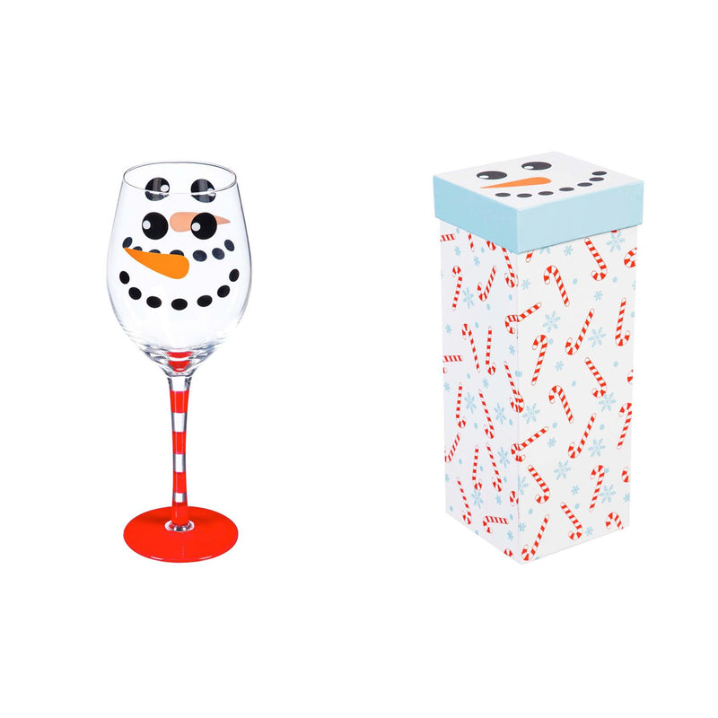 Wine Glass w/ Box, 12 oz., Snowman,3cwg185